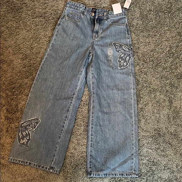 GAP Blue Wide-Leg  Jeans with Butterfly Embroidery - Picture 1 of 4